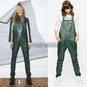 Zadig & Voltaire Bottle Green Supple Leather Sydney Overalls NEW Small Medium
